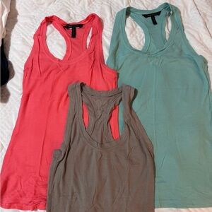 BCBGMaxAzria Coral, Teal, and Taupe Tank Tops